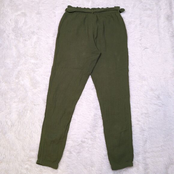 Lot 2 Cat & Jack Girls XL Cotton Gauze Jogger Pants Gray Green Tie Waist Pockets - Picture 9 of 13